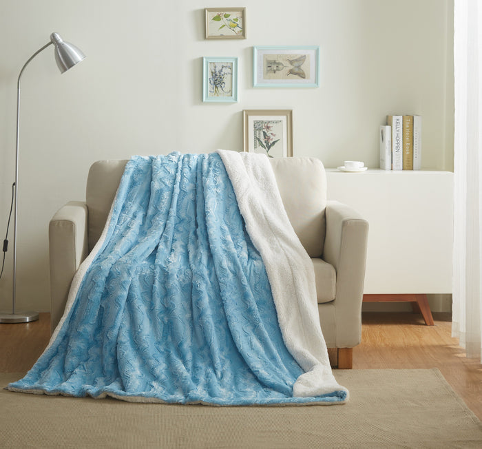 Blue Sky Faux Fur Throw Blanket